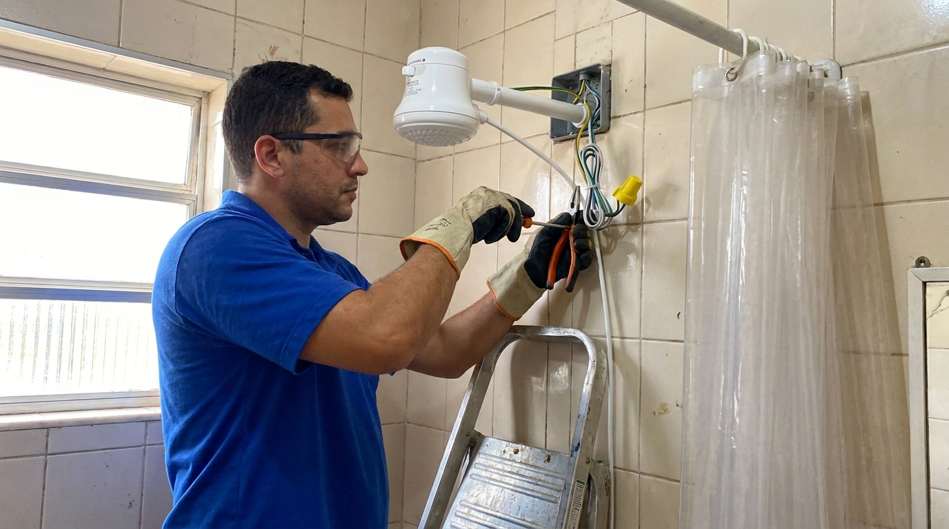 Instalacao de chuveiro eletrico residencial em Canoas‑RS