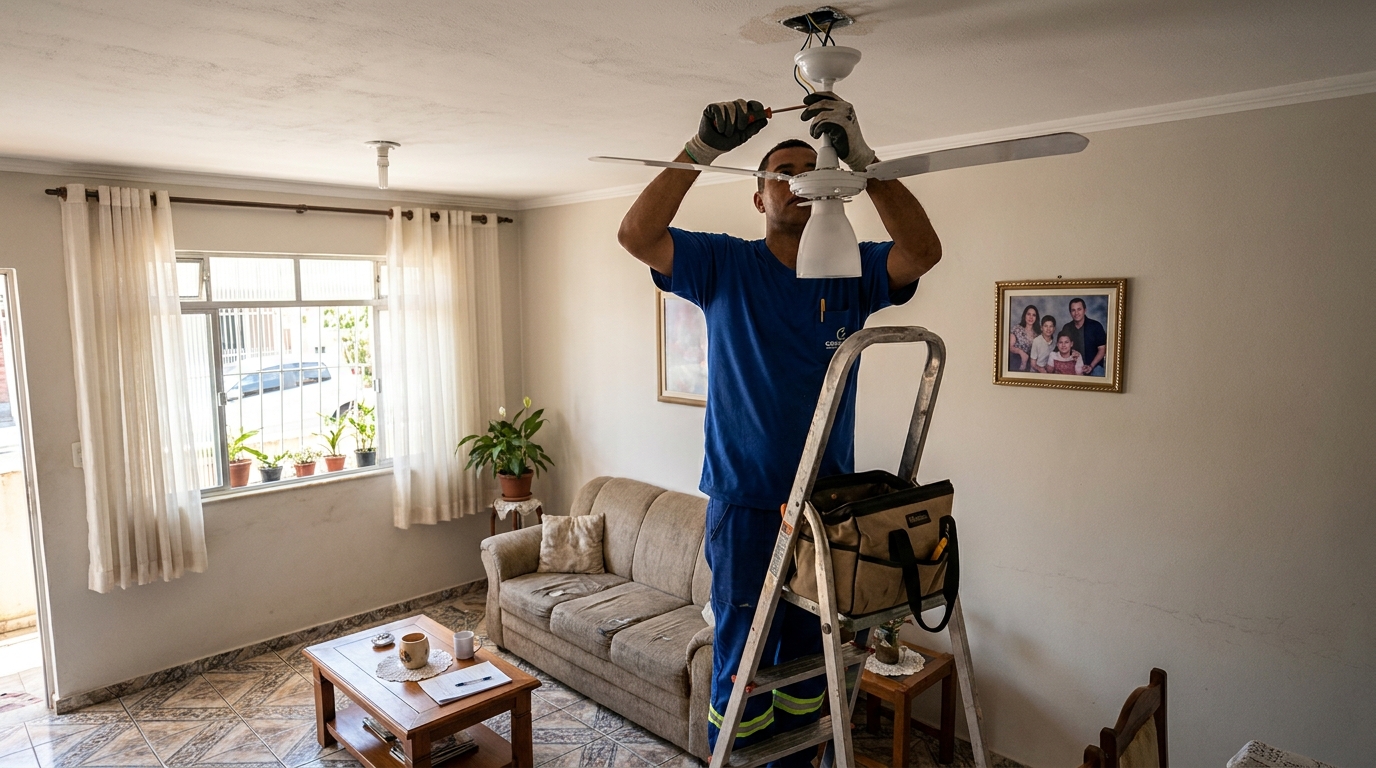 Instalacao de ventilador de teto residencial em Canoas‑RS