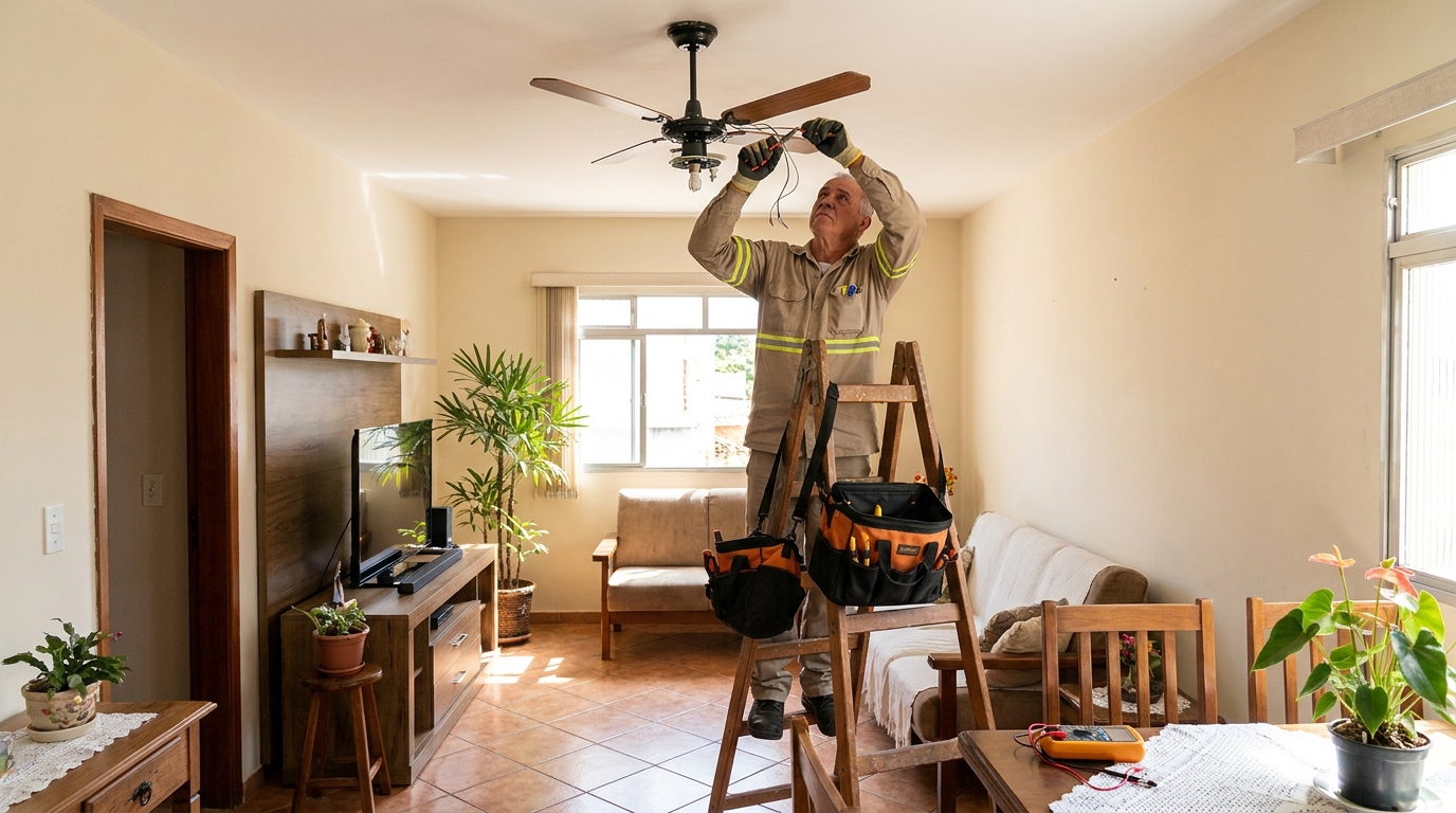 Montagem de ventilador de teto em Canoas‑RS